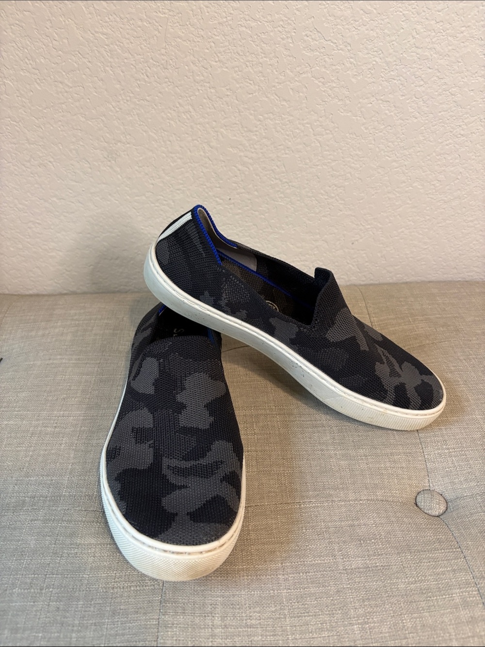 Rothy's Slip-On Sneakers - Black & Gray Camo size 8